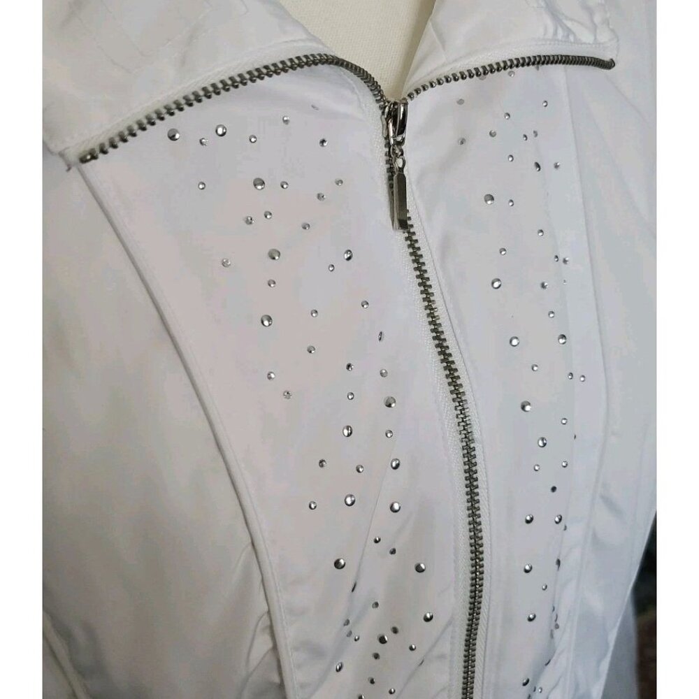 Laura Ashley Regatta Jacket Embellished White Full Zip Womens Sz. Med. MSRP $114 - Picture 4 of 16
